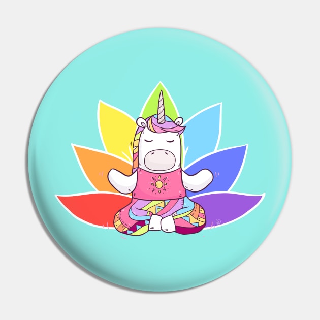 Unicorn Meditation with Lotus Pin by Olya Yatsenko