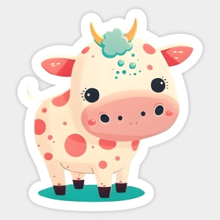 Strawberry Cow Print Light Pink Sticker for Sale by