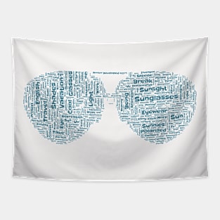 Sunglasses Silhouette Shape Text Word Cloud Tapestry