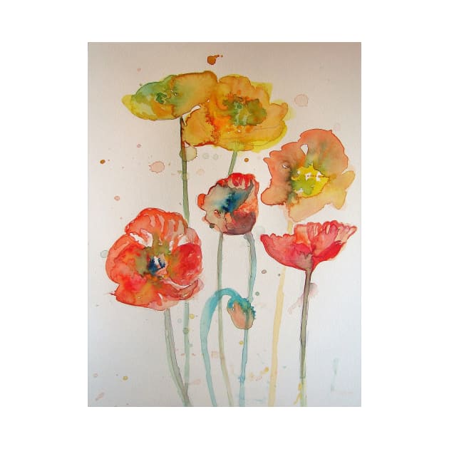 Abstract Poppy Watercolor Painting by SarahRajkotwala