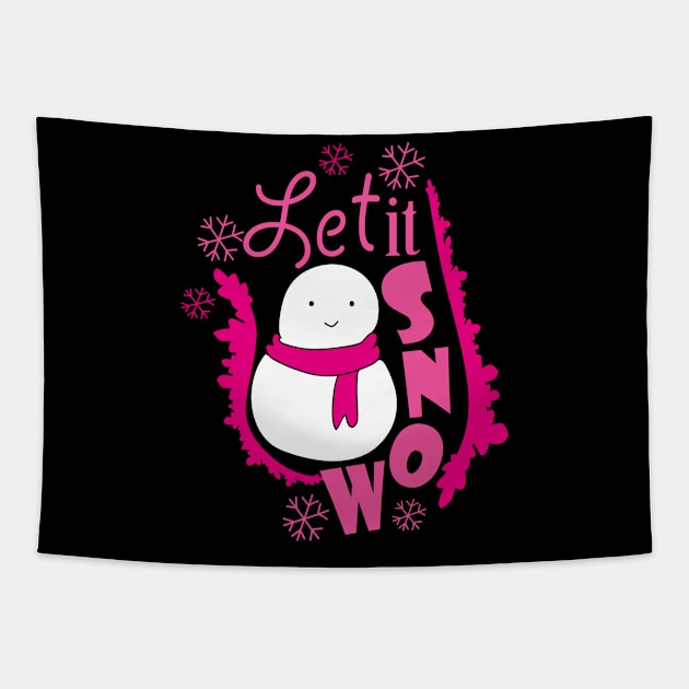 Let It Snow Happy Snowman Tapestry by Day81