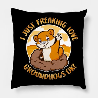 Freaking Love Groundhogs Ok Groundhog Day Pillow