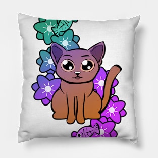 Caturday with flowers Pillow