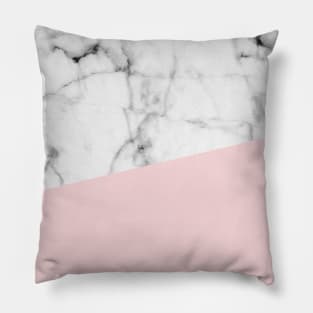 Real White Marble Half Powder Blush Pink Pillow