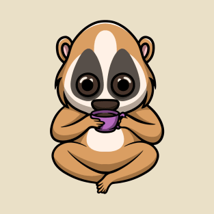 Cute Slow Loris Drinking Hot Chocolate T-Shirt