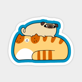 Tabby Cat and Little Pug Magnet