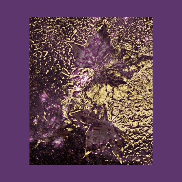 Two purple leaves in melted gold by ankka