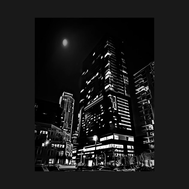 Austin At Night -  Black and White by davidbstudios