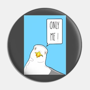 Only Me Seagull Portrait ( on blue ) Pin