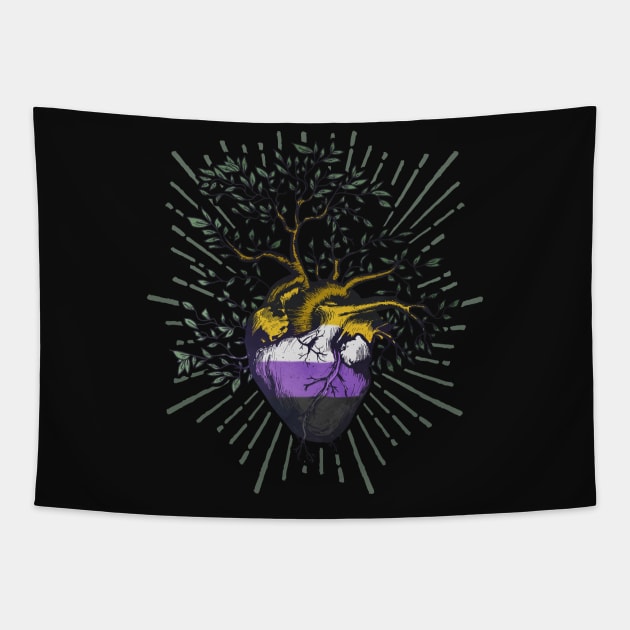 Nonbinary Heart Tree of Life Tapestry by Psitta