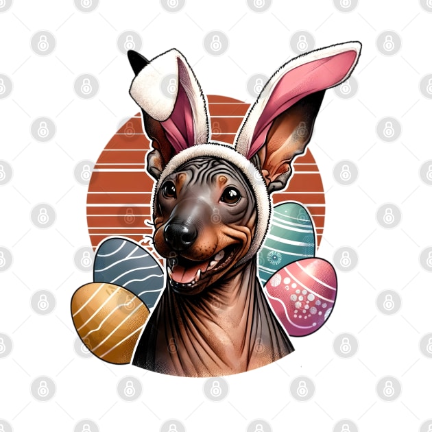 American Hairless Terrier with Bunny Ears Easter Celebration by ArtRUs