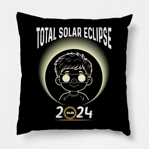 Solar Eclipse 2024 Shirt Total Eclipse April 8th 2024 Kid Boy Pillow by Peter smith