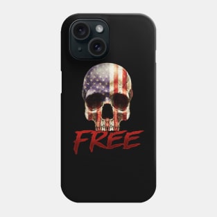 Free Skull American Flag US Tee American Flag Patriot Phone Case