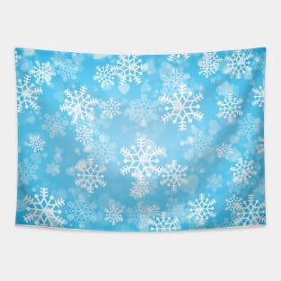 Beautiful Light Blue & White Winter Snowflake Ice Pattern Tapestry