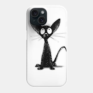 Cute Funny Black Oriental Kitten Cat Art Phone Case