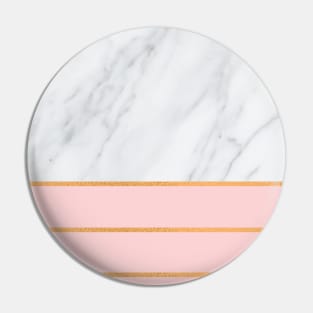 Gray and White Marble with Rose Pink and Copper Gold Stripes Pin