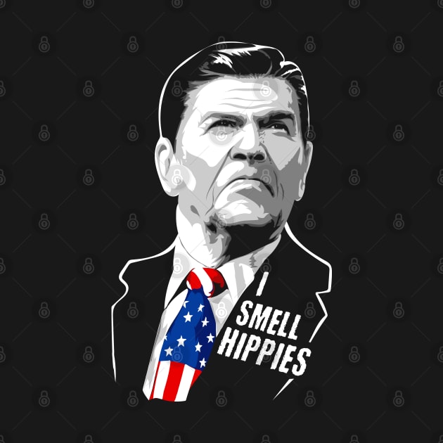 Funny I Smell Hippies - Vintage Ronald Reagan by Dailygrind