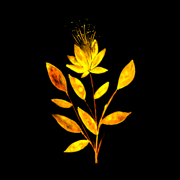 Golden Fire Flower on Black by ZeichenbloQ