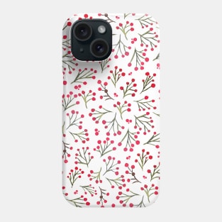 Watercolor winter flowers - red and green Phone Case