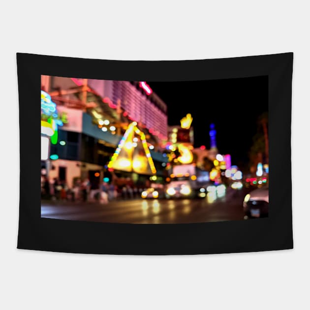 Night Drive Neon Blur Las Vegas 3 Tapestry by fionatgray