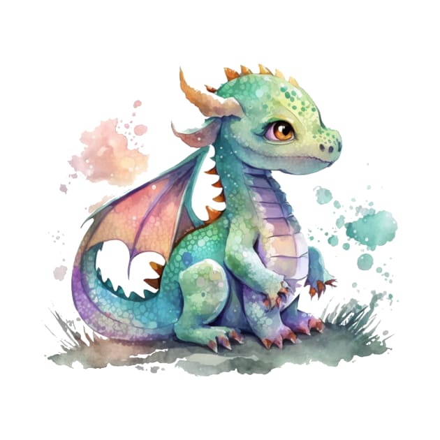 little Cute Dragon watercolor by KAWAIIBYHM