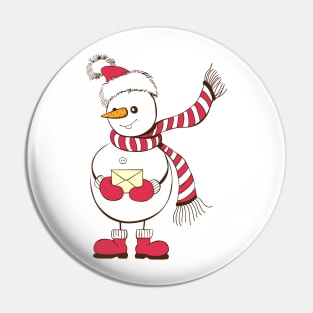 Snowman with envelope Pin