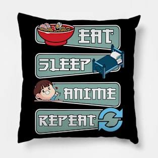 Eat Sleep Anime Repeat Pillow