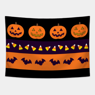 Pumpkins, Candy Corns, and Bats Tapestry