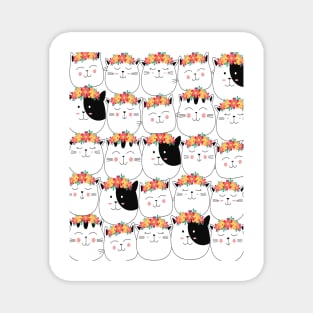 Flowers Cute Cat pattern Magnet