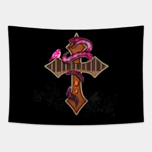 Elegant cross with piano Tapestry