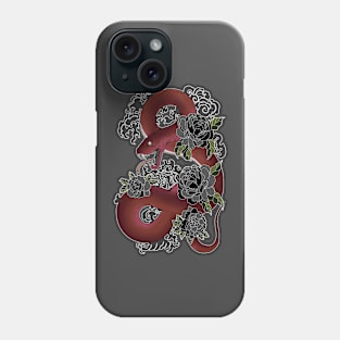 Red Snake and Black Flowers Phone Case