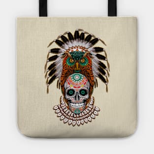 indian native Owl sugar Skull Tote