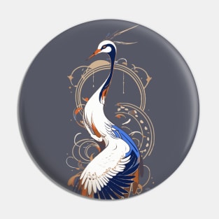 A crane spirit watercolor Pin