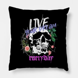 Preppy skeleton live your dream Pillow