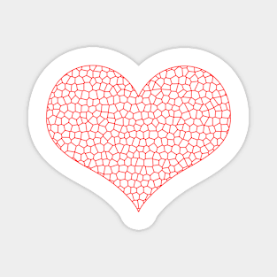 Heart - love - geometric pattern  - red and white. Magnet