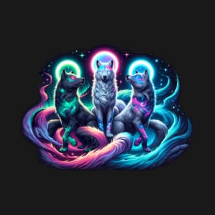 Three Cosmic Wolves T-Shirt