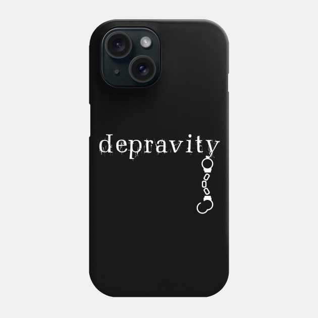 Depravity Handcuffs Hanging Dark Monotone Phone Case by depravitee