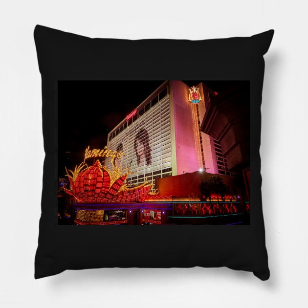 Flamingo at Night Pillow by Ckauzmann