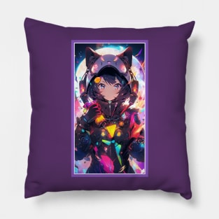 Anime Cute Cat Girl | Sci-Fi Manga Girl Anime Art Pillow