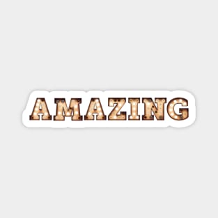 Amazing Word with Gold Metallic Light Bulbs Magnet