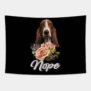 Gentle Giants Basset Hound NOPE, Stylish Statement Tee Extravaganza Tapestry