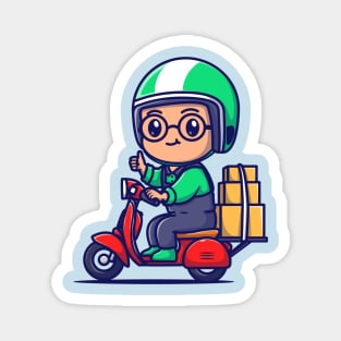 Cute Courier Delivery Package Cartoon Magnet