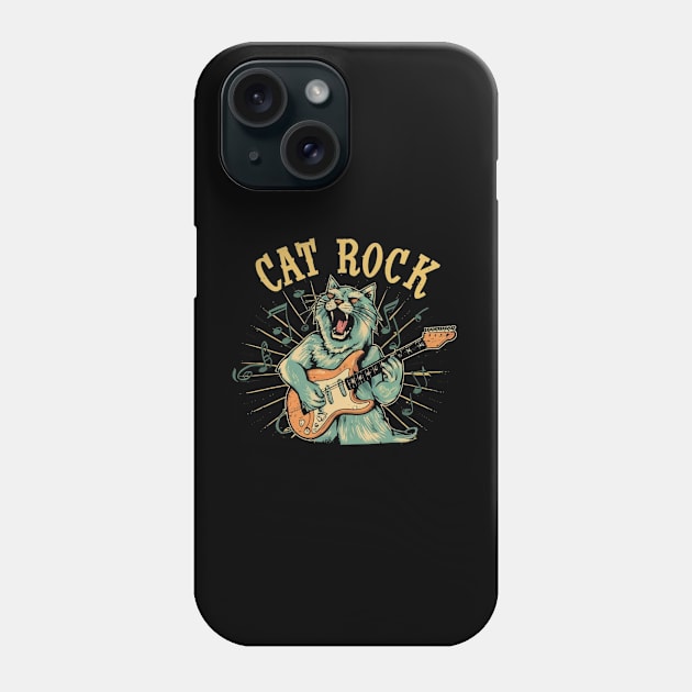 Cat,rock, and guitar Phone Case by Aldrvnd