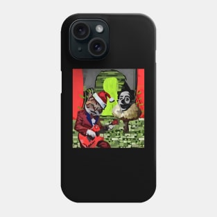 watercolor clown mushroom with guitar playing cat Phone Case