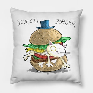 Dapper Cat - Delicious Borger Pillow