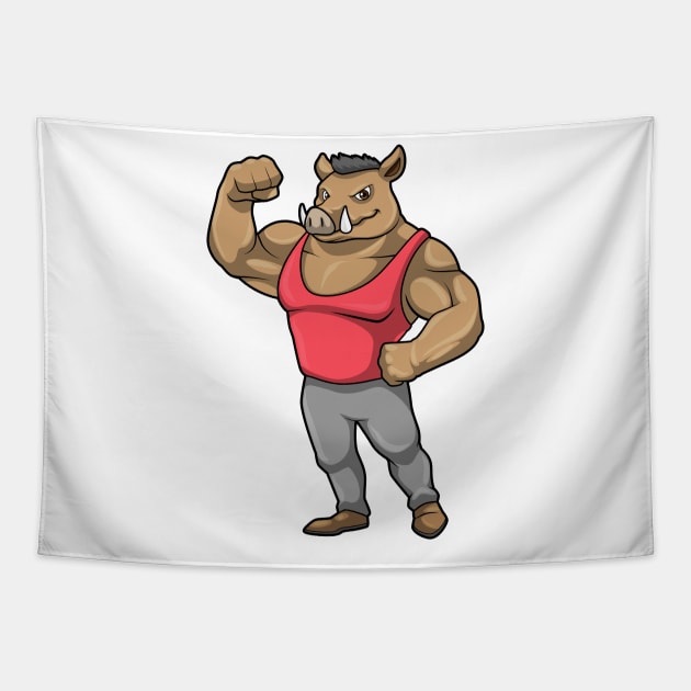 Boar Bodybuilder Bodybuilding Muscles Tapestry by Markus Schnabel