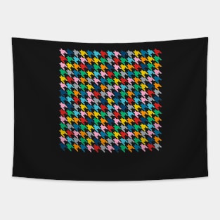 Houndstooth Rainbow Black Tapestry