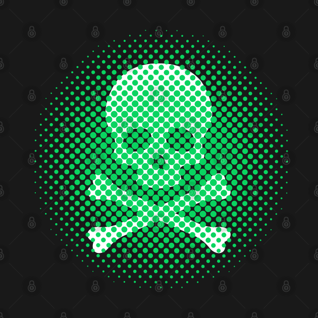 Neon Green Skull and Crossbones Modern Art by HelloShine