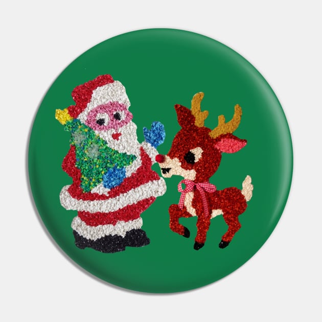 Santa & Rudolph Vintage Melted Plastic Pin by Pop Fan Shop