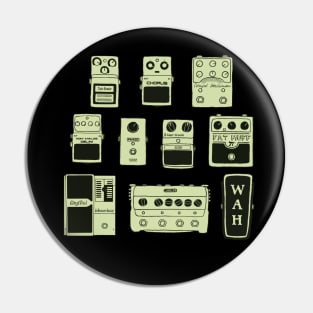 Guitar Pedals Music Gear Graphic Guitarist Bassist Gift (green print) Pin